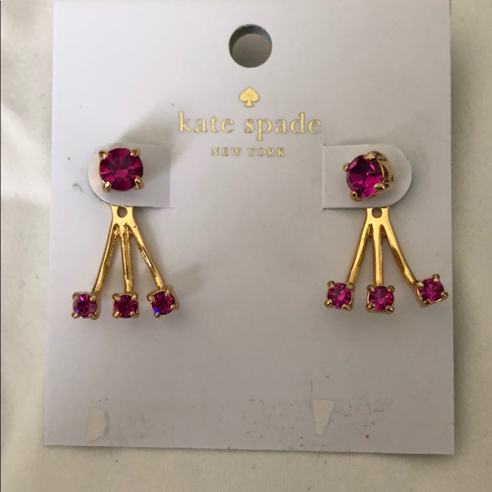 Kate spade ear jacket Fuchsia pierced earrings NEW